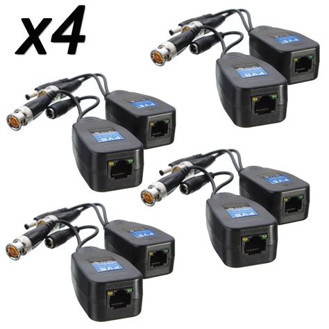 4 Pair CCTV Coax BNC Connector Video Power Balun Transceiver To CAT5e 6