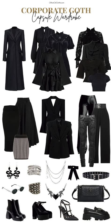 Capsule Wardrobe Guide To Female Corporate Goth Gothic Chic Fashion