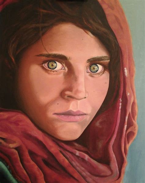 Retrato de Sharbat Gula de la fotografía original de Steve McCurry