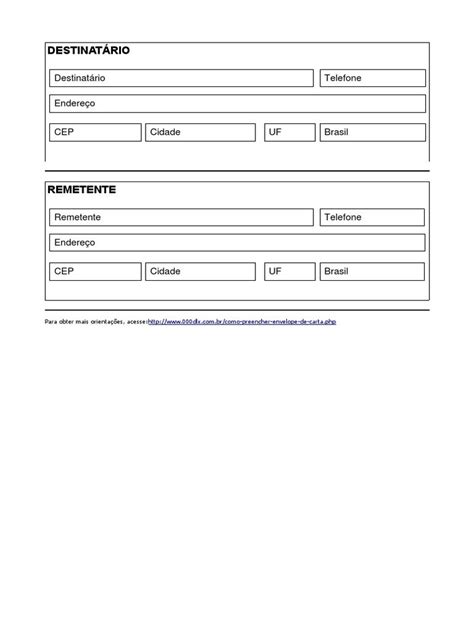 Preencha Dados De Remetente E Destinat Rio Imprima Recorte E Cole