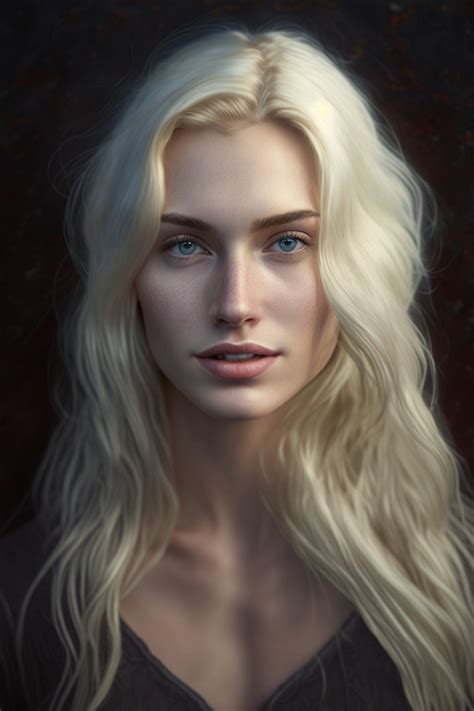 A Woman With Long Blonde Hair And Blue Eyes Is Shown In This Digital Painting Style