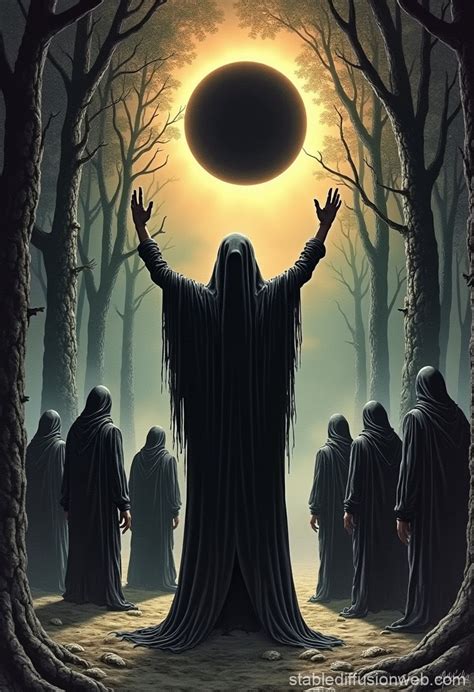 Cultists Ritual Under Solar Eclipse Prompts Stable Diffusion Online