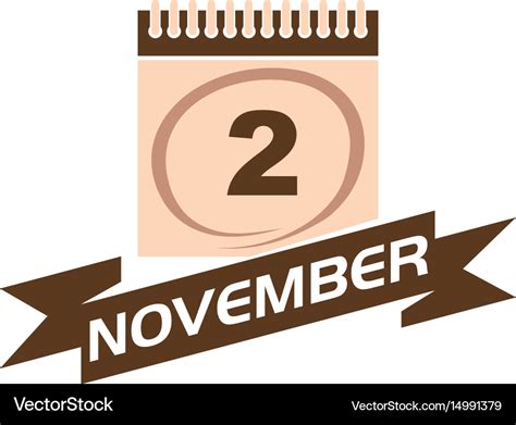 2 november calendar with ribbon Royalty Free Vector Image