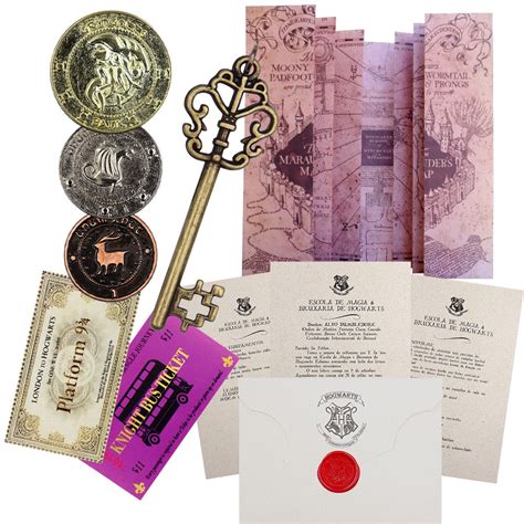 Kit Carta Hogwarts Mapa Do Maroto Chave Gringotts Moedas