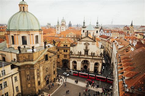 Detail Of Dome Of Medieval Church In Prague Spires In Old Town Prague