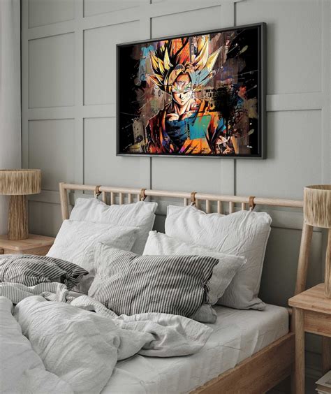 Super Saiyan Goku Graffiti Canvas Art Dragonball Z Wall Art Etsy