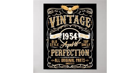 Vintage Aged To Perfection 1954 Birthday Tshirt Poster Zazzle