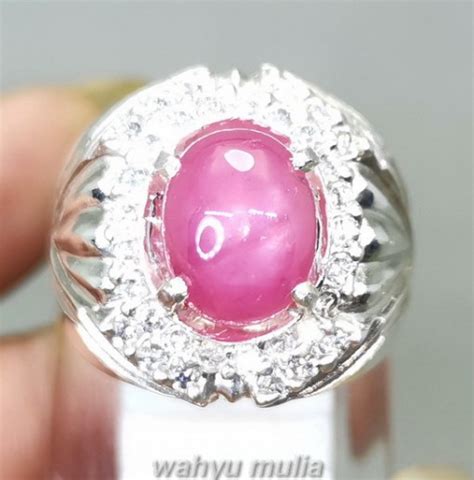 Natural Batu Ruby Pink Ring Perak Asli Kode Wahyu Mulia