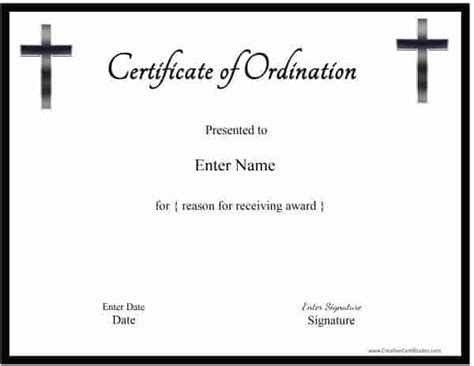 Free Printable Ordination Certificate Template | Customizable