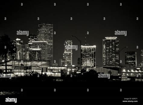 Miami skyline at night Stock Photo - Alamy