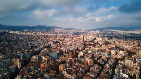 Free Photo | Aerial drone view of barcelona, spain