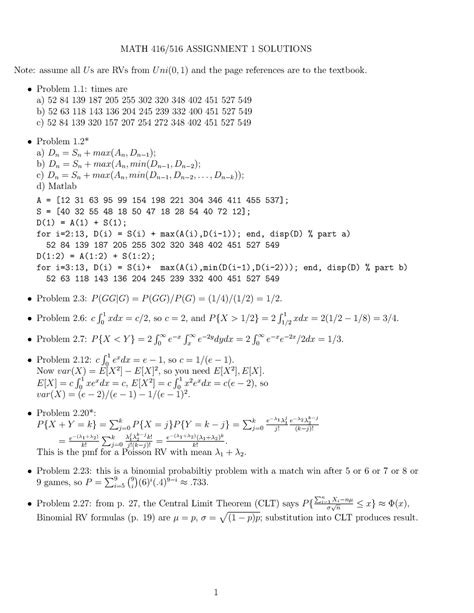 Seminar Assignments Homework 1 Solutions MATH 416 516 ASSIGNMENT 1