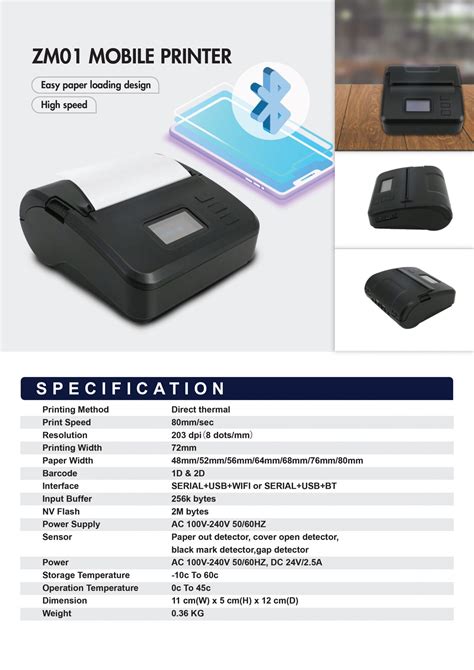 Zywell Zm Bluetooth Pos Printer Kk Pos System Hardware Powerful