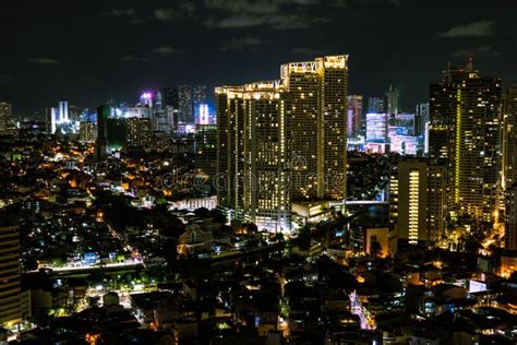 Manila City Building Center at Night Stock Image - Image of hand, city ...