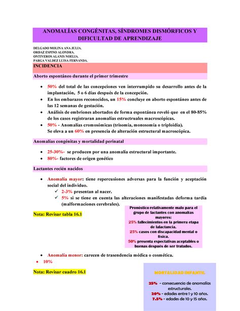 guía genética sobre anomalías congénitas Warning TT undefined