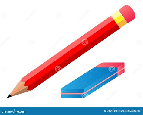 Vector Pencil And Eraser Stock Vector Illustration Of Wood