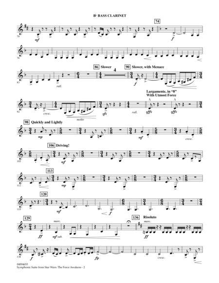 Symphonic Suite From Star Wars The Force Awakens Bb Bass Clarinet By