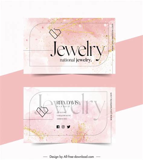 Jewelry Business Card Templates Dynamic Gold Diamond Logo Vectors