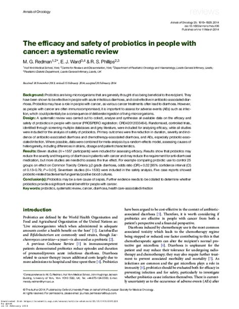 Pdf The Efficacy And Safety Of Probiotics In People With Cancer A