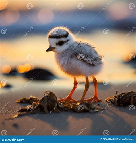 Ai Generated Illustration Wildlife Concept Of Piping Plover Chick Stock