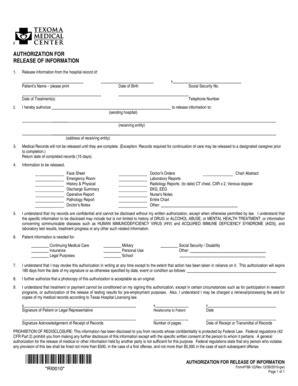 Fillable Online New Patient Packet Texoma Medical Center Fax Email