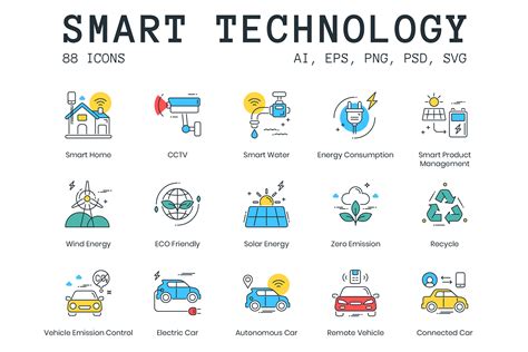 88 Smart Technology Icons - Design Cuts