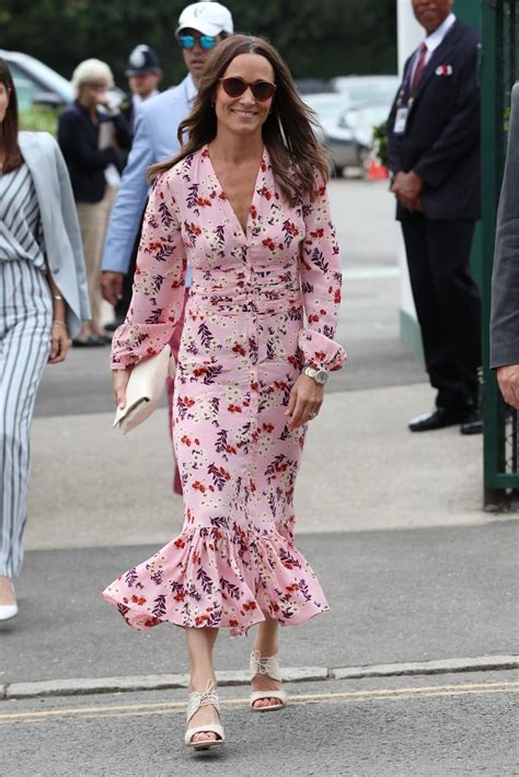 Pippa Middletons Pink Floral Dress At Wimbledon 2019 Popsugar