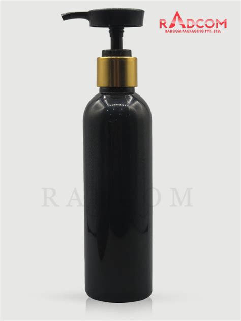 Ml Boston Opaque Black Pet Bottle With Black Lotus Pump