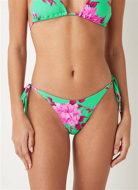 Seafolly Full Bloom Brazilian Bikinislip Met Bloemenprint • Petrolgroen