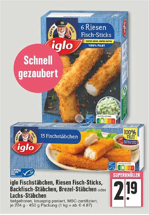 Iglo Fischstäbchen Riesen Fisch sticks Backfisch stäbchen Brezel