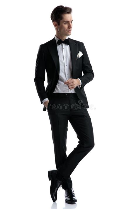 Sexy Eleganter Br Utigam In Reibungspalmen Des Smokings Stockbild