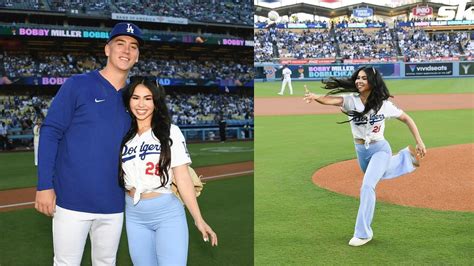 In Photos: Bobby Miller’s girlfriend Natalie Loureda takes the mound on Dodgers star’s ...