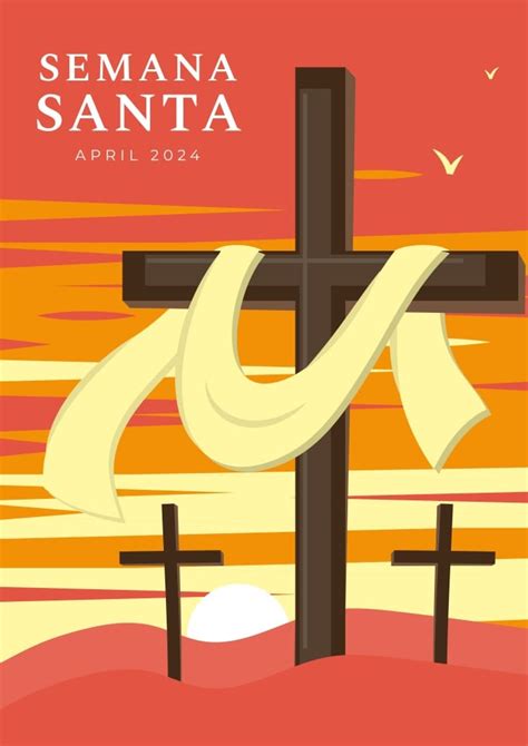 Design This Flat Simple Three Crosses Holy Week Poster Template In Minutes