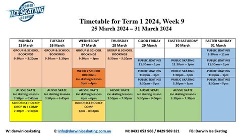 Session Times - Darwin Ice Skating Centre