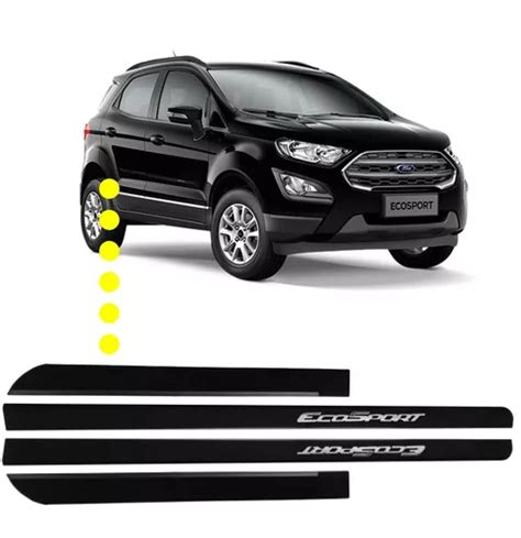 Friso Lateral Borrach O Ecosport Preto Fosco Nome Cromado