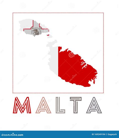 Malta Logo Map Of Malta With Island Name And Stock Vector