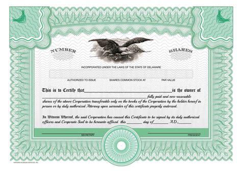 Corporate Stock Certificate Template Free