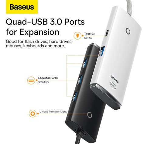 Baseus Lite S Rie 4 Port Usb Hub Adaptador Usb Tipo C Para Usb 3 0