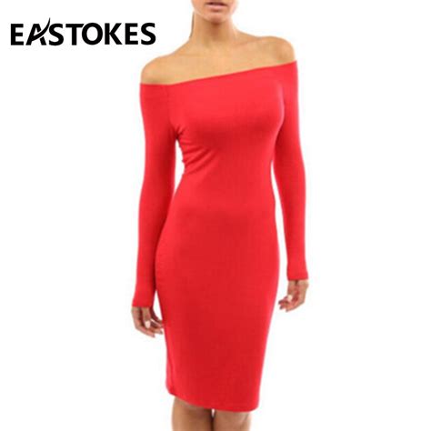 Eastokes Fashion Long Sleeve Off Shoulder Slash Neck Sexy Club Women