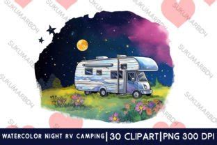 Watercolor Night Rv Camping Clipart Graphic By Sukumarbd Creative