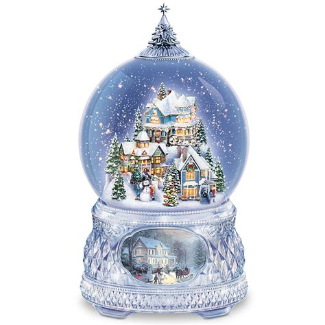 Thomas Kinkade Musical Snow Globe Wif Crystal Base Plays Home For The