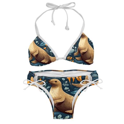 Platypus Detachable Sponge Adjustable Strap Bikini Set Two Pack Beach