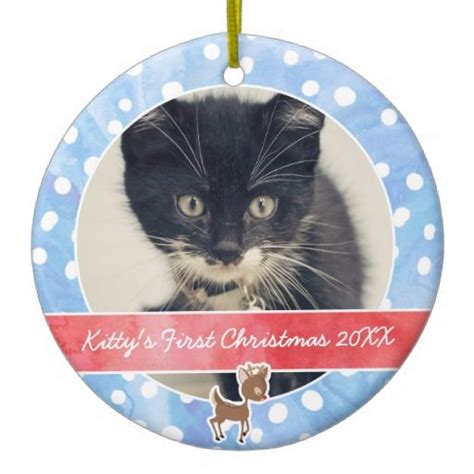 Kitty S First Christmas Rudolph Double Sided Ceramic Round Christmas Ornament First Christmas