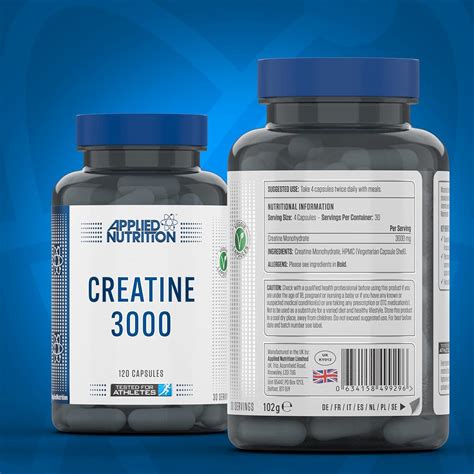 Applied Nutrition Creatine 3000 Creatine Monohydrate Capsules 3000mg Per Serving High Strength