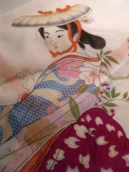 Vintage Scarf Japanese Kimono Geisha Woman Girl Haute Juice