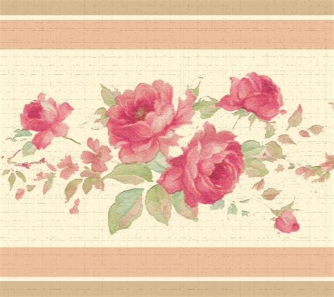 Peel and Stick Wallpaper Border - Floral Red, Cream Bloomed Roses Wall ...