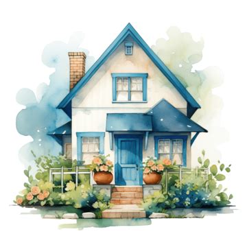 Cute Watercolor House Illustration Ai Generative Watercolor House