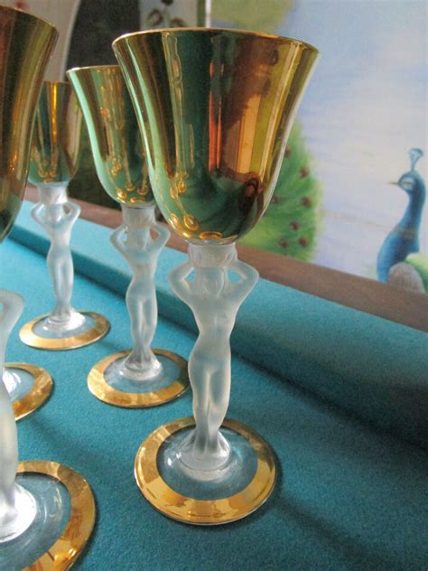 Bayel France Frosted Nude Woman Goblets Cordials Champagne Pick