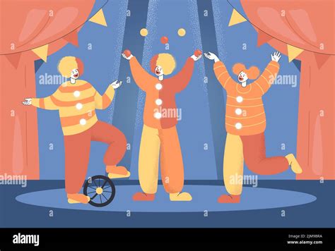 Cartoon Clowns Or Jugglers Performing At Circus Show Circus Poster Or