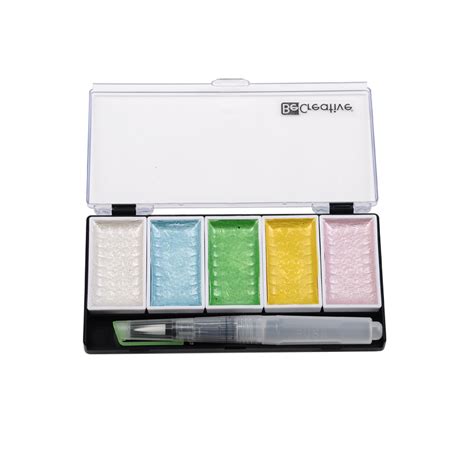 Metallic Watercolor Large Pan Set-5 colors with plastic case - Becreative